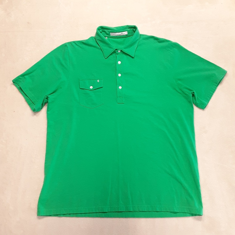 Criquet Mens Pima Cotton Blend Polo Shirt 2XL Green Right Side Chest Pocket